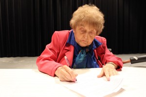 Holocaust survivor, Eva Kor, visted Penn High School's Studio Theater on May 13th., 2016.