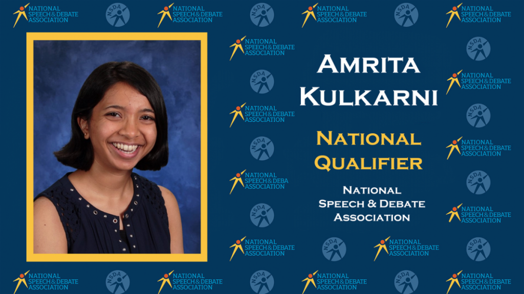 Amrita Kulkarni Qualifies for Speech and Debate Nationals 